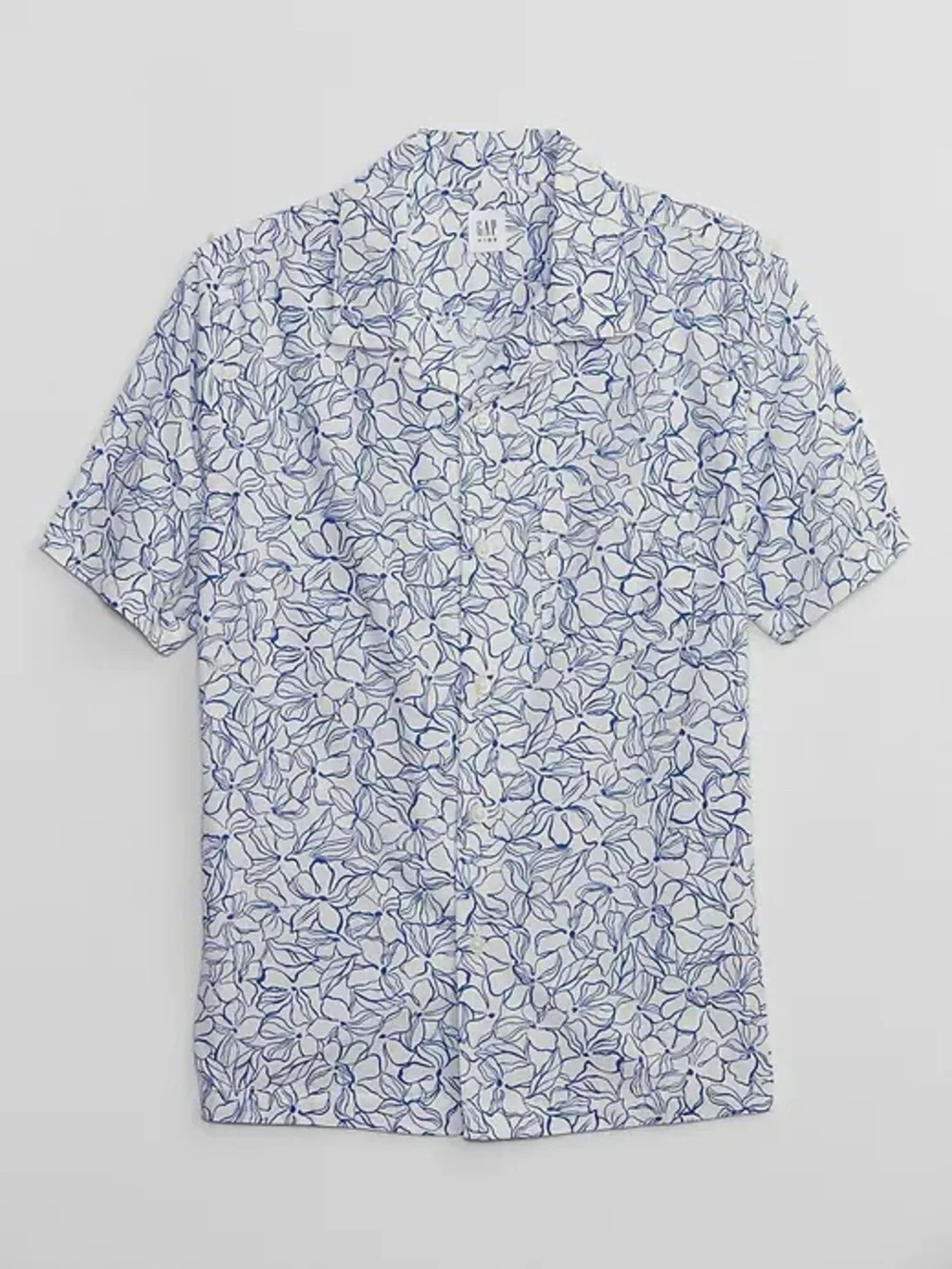 NWT Gap Blue and White Floral Short Sleeve Button-Down Shirt